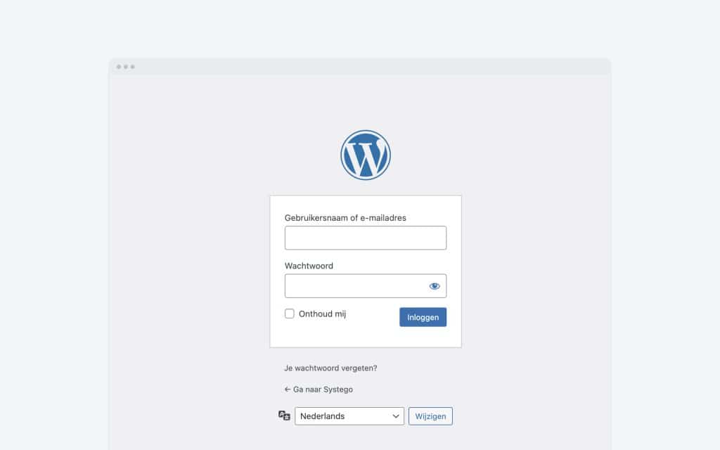 WordPress inlogpagina